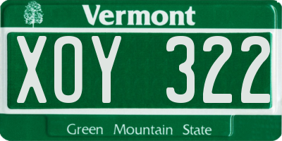 VT license plate XOY322