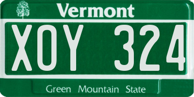 VT license plate XOY324