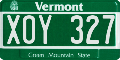 VT license plate XOY327