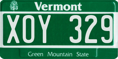 VT license plate XOY329