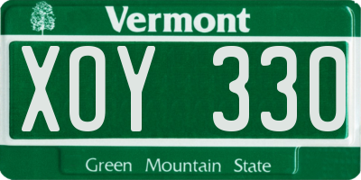 VT license plate XOY330