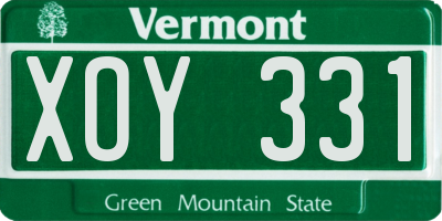 VT license plate XOY331