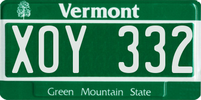 VT license plate XOY332
