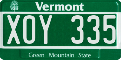 VT license plate XOY335