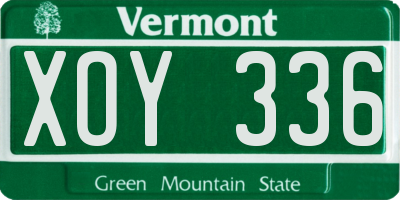 VT license plate XOY336