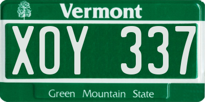 VT license plate XOY337