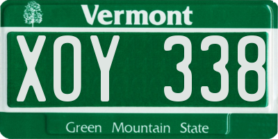 VT license plate XOY338
