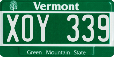 VT license plate XOY339