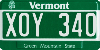VT license plate XOY340