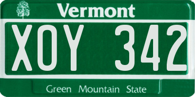 VT license plate XOY342