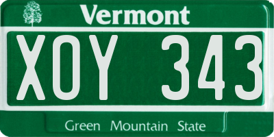 VT license plate XOY343