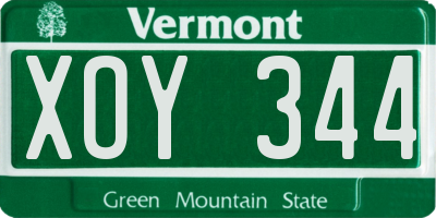VT license plate XOY344