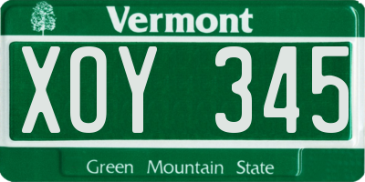 VT license plate XOY345