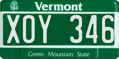 VT license plate XOY346