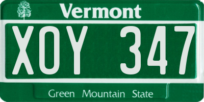VT license plate XOY347
