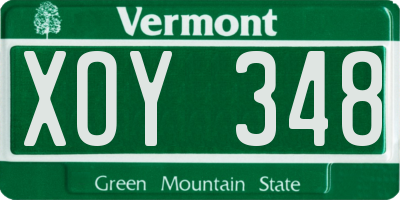 VT license plate XOY348