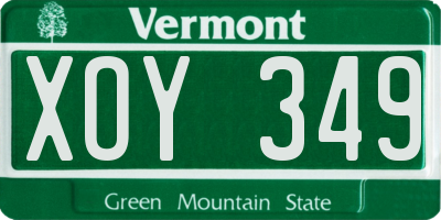 VT license plate XOY349