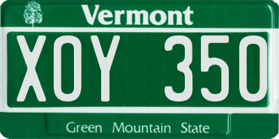 VT license plate XOY350