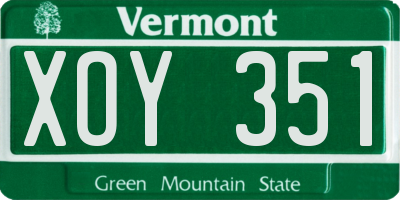 VT license plate XOY351