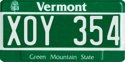 VT license plate XOY354
