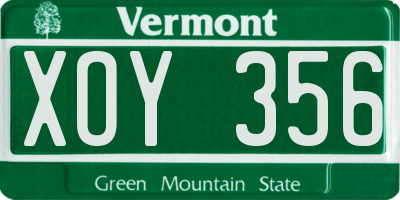 VT license plate XOY356