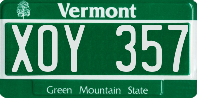VT license plate XOY357