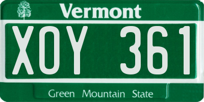 VT license plate XOY361
