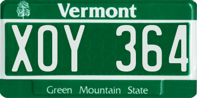 VT license plate XOY364
