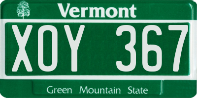 VT license plate XOY367