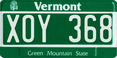 VT license plate XOY368