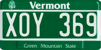 VT license plate XOY369