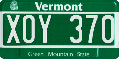 VT license plate XOY370