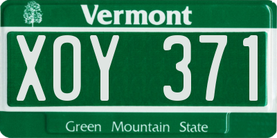 VT license plate XOY371