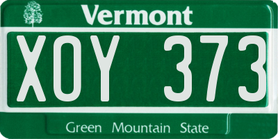 VT license plate XOY373