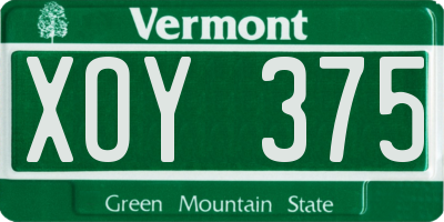 VT license plate XOY375