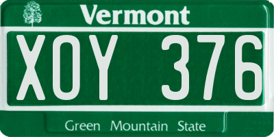 VT license plate XOY376