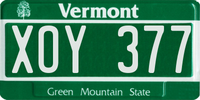 VT license plate XOY377