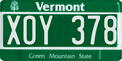 VT license plate XOY378