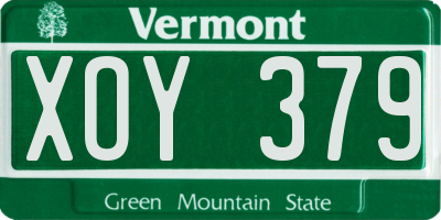 VT license plate XOY379