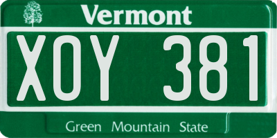 VT license plate XOY381