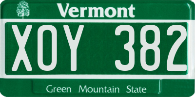 VT license plate XOY382