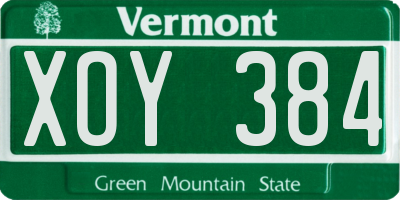 VT license plate XOY384