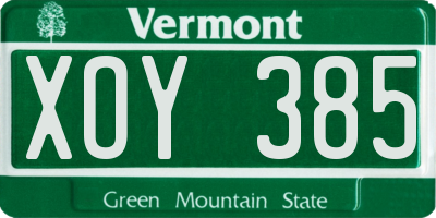 VT license plate XOY385
