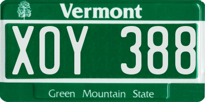 VT license plate XOY388