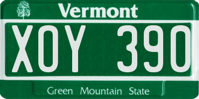 VT license plate XOY390