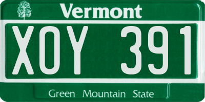 VT license plate XOY391