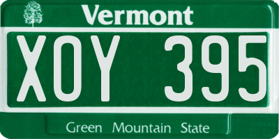 VT license plate XOY395