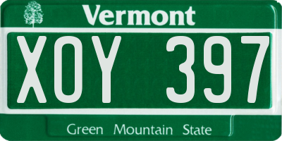 VT license plate XOY397