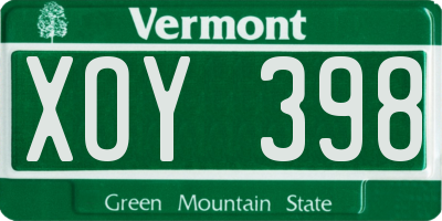 VT license plate XOY398