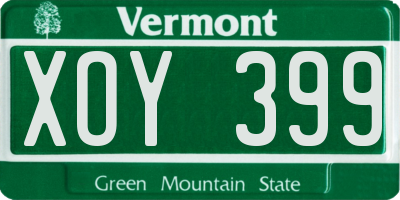 VT license plate XOY399